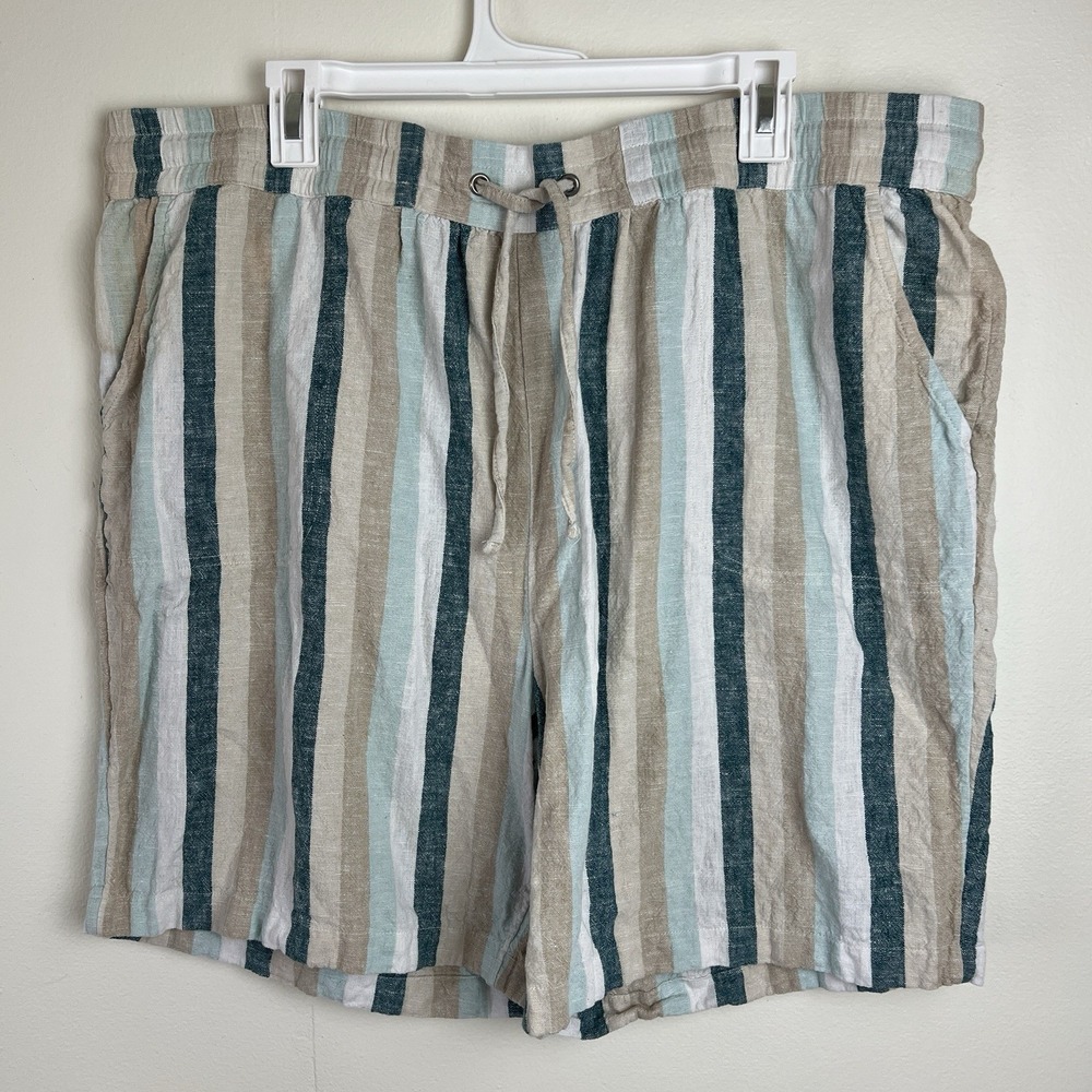 Naturals D&Co Womens Linen Blend Shorts Sz 1X Beach Resort Coastal Nautical - Picture 3 of 16